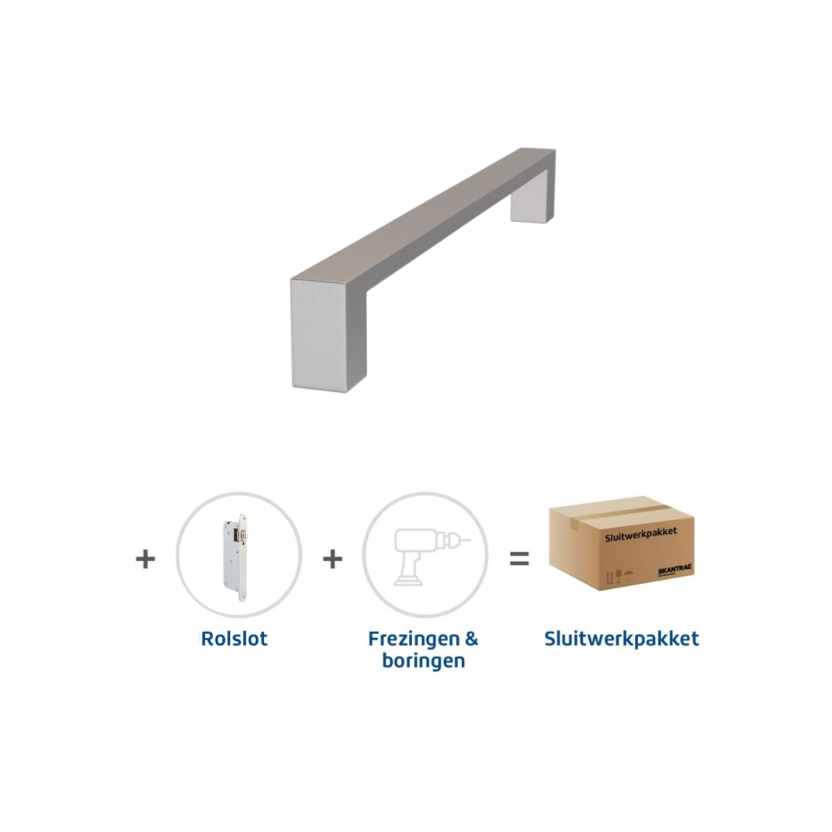 Sluitwerkpakketten met Deurgreep 28x300 Quadrate RVS